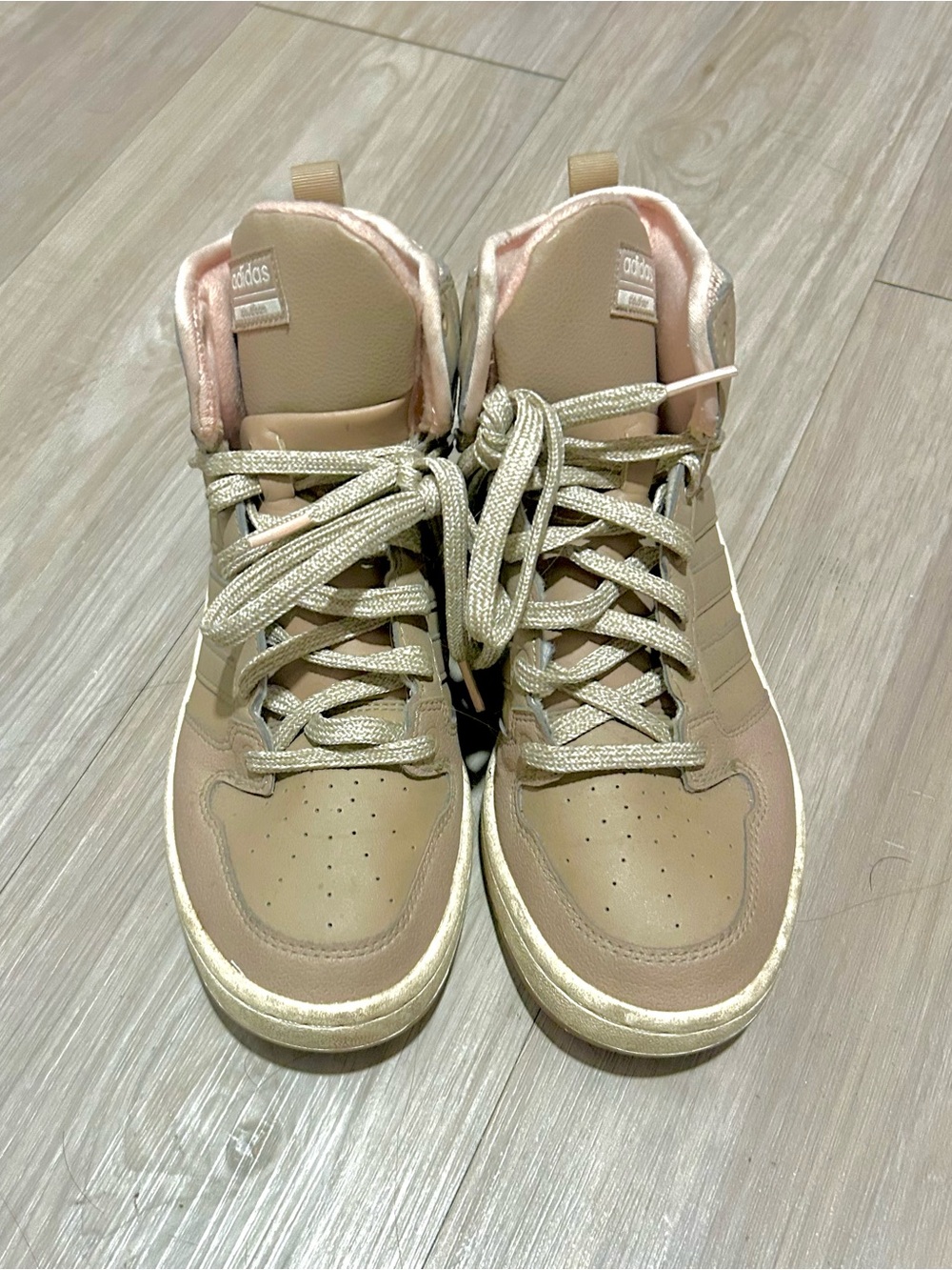 adidas Women's Tan and Pink High-Top Sneakers